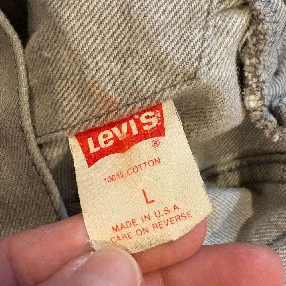 Vintage Levis Denim Trucker Jacket Mens Large Gray Acid Washed Grunge USA *READ*